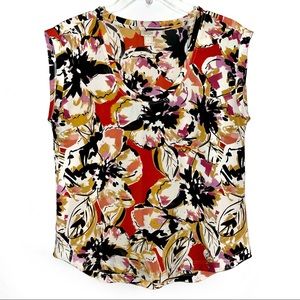 J. Crew Fall Floral Red Short Sleeve Blouse